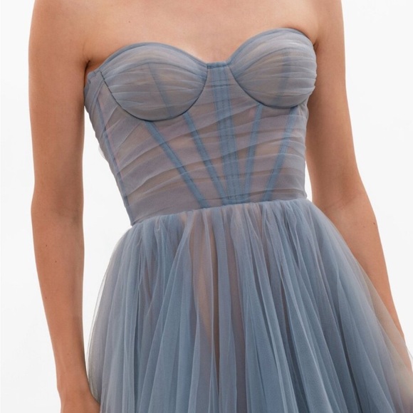 MillaNova Strapless Blue Tulle Gown - Picture 2 of 3